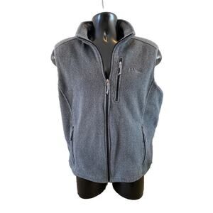 LL Bean Men’s Dark Gray Fleece Zip Vest Size Large Pockets Logo EUC